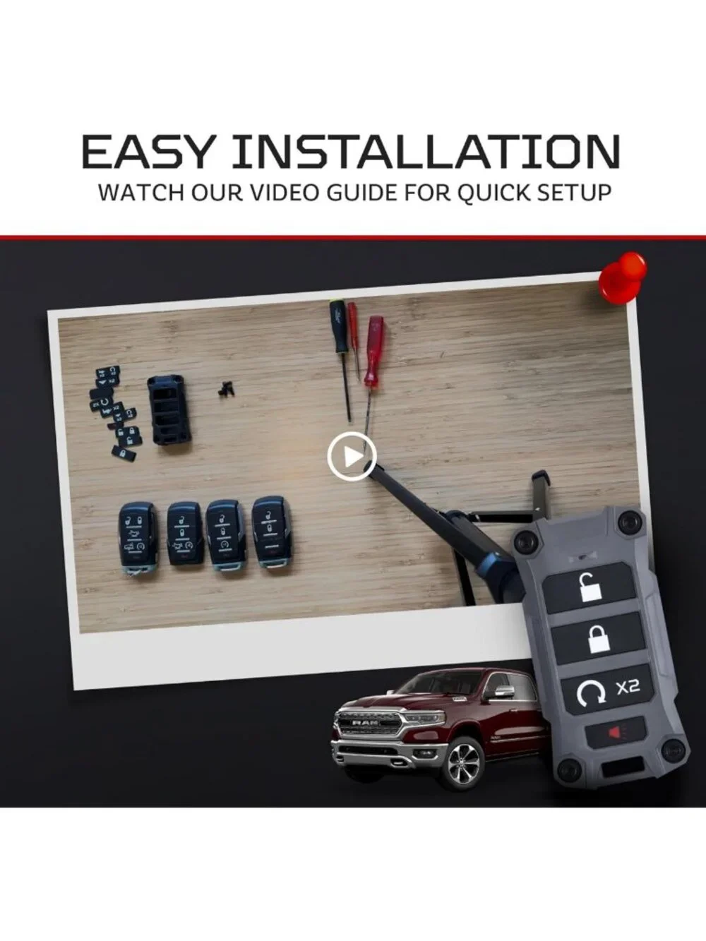 Custom Key Fob Case for Dodge Ram 2019+ | Durable Gray Replacement Cover